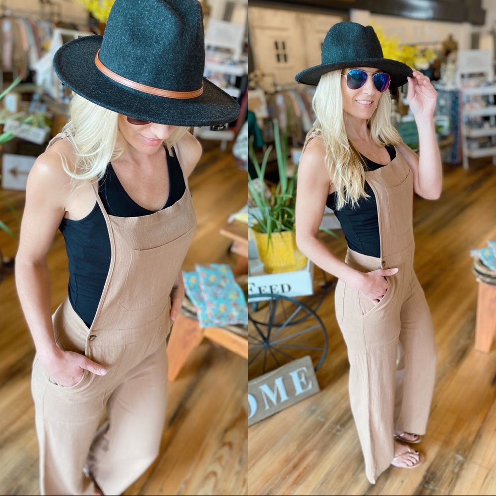 STRAPPY OVERALL JUMPSUIT-MOCHA - Picture 3 of 4